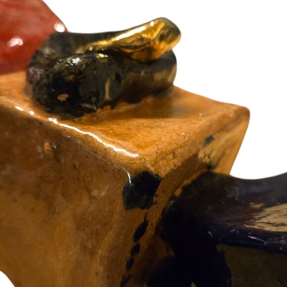 Golden Tongue Abstract Sculpture Handcrafted Vase Vessel OOAK Modern Art - Picture 3 of 16